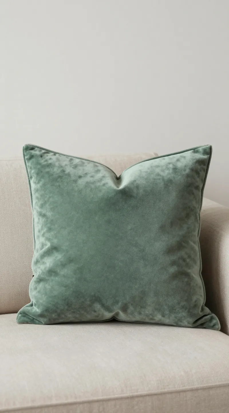 **Sage green velvet throw pillow on neutral sofa**  

Each prompt focuses on one subject, avoids complexity, and aligns with the article’s color theme for professional photography.