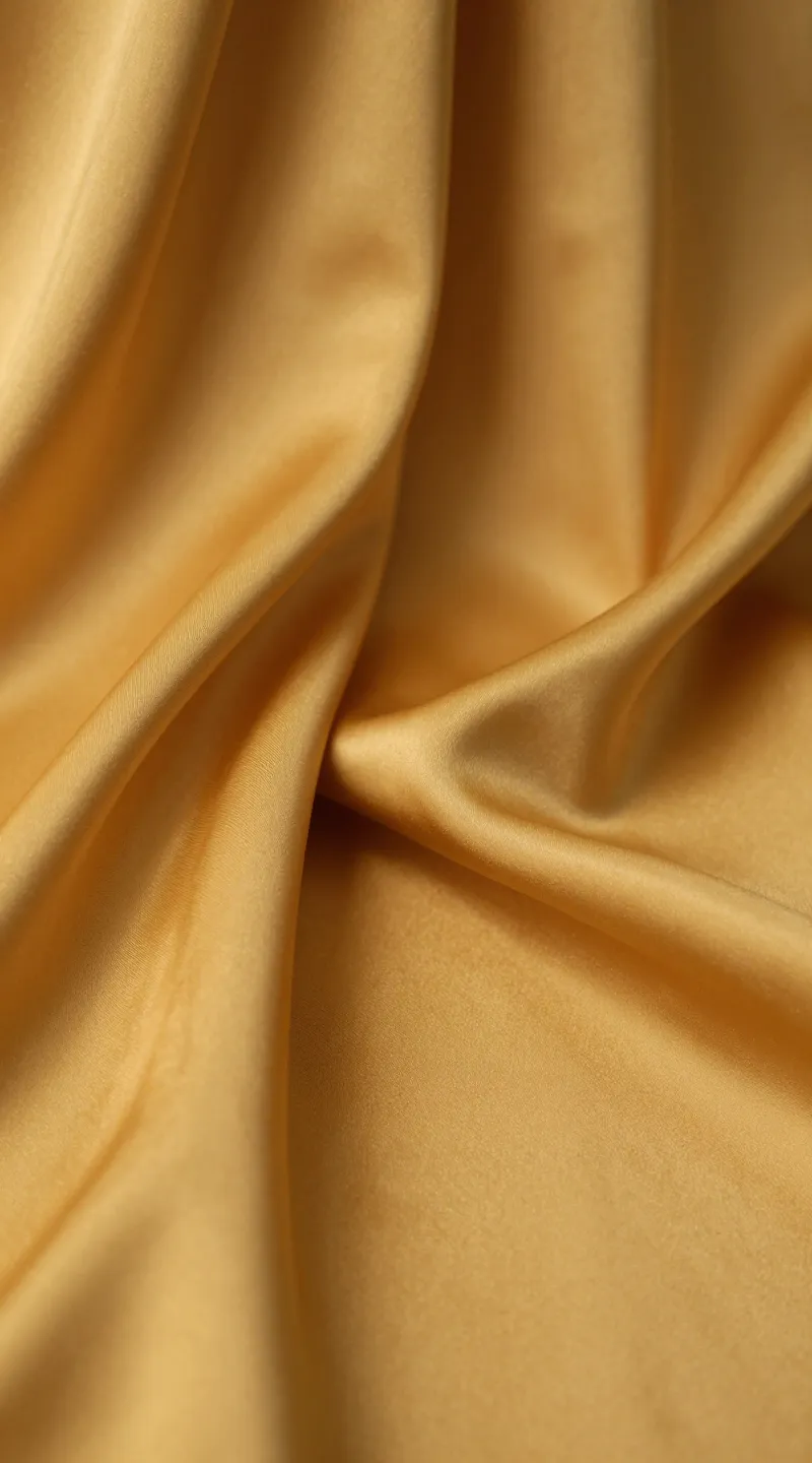 **Closeup of draped satin fabric in mustard yellow**