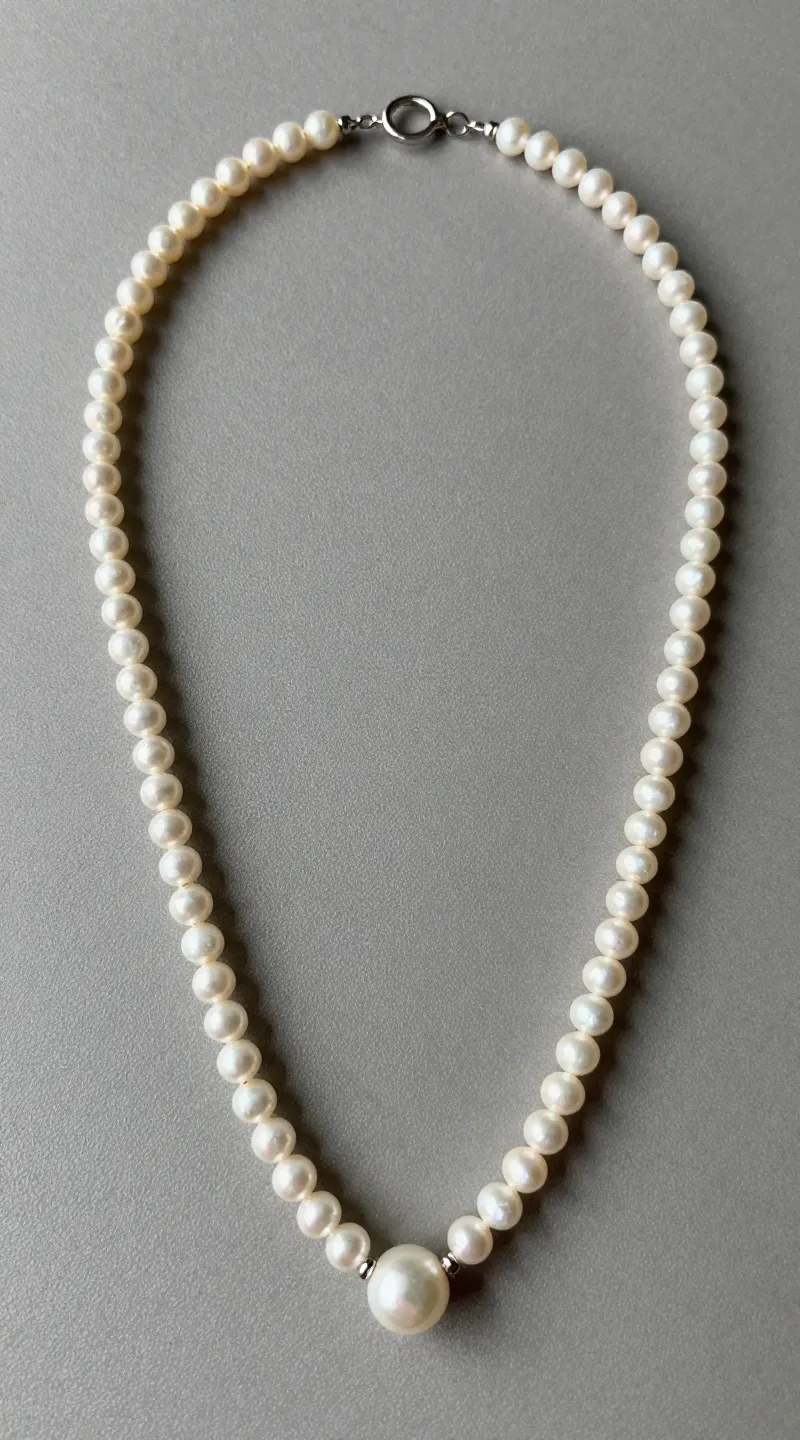 **Single daisy chain necklace with pearl centers**