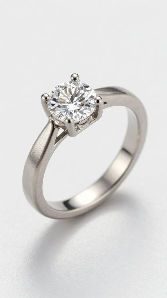 hexagon salt-and-pepper diamond solitaire, brushed titanium band