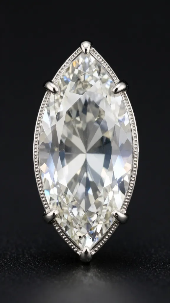 single marquise white sapphire, milgrain bezel, platinum finish