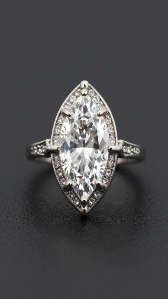 single marquise CZ ring, filigree gallery, 1920s style