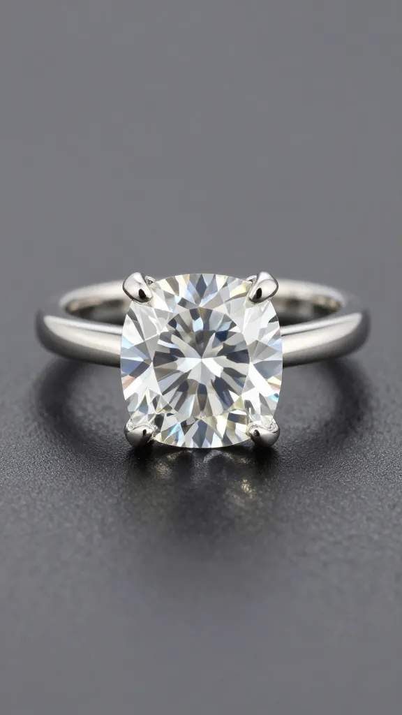 Asscher-cut diamond solitaire on thick platinum band