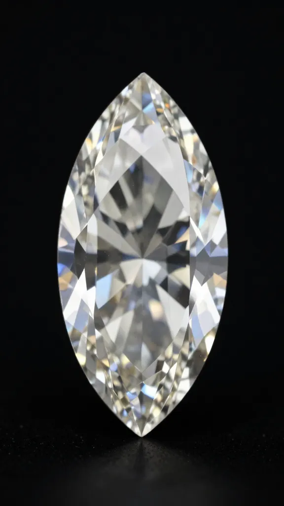 closeup marquise diamond, east-west orientation, bezel setting