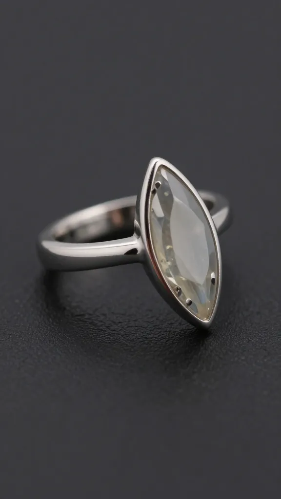 asymmetrical marquise ring with curved tracer band