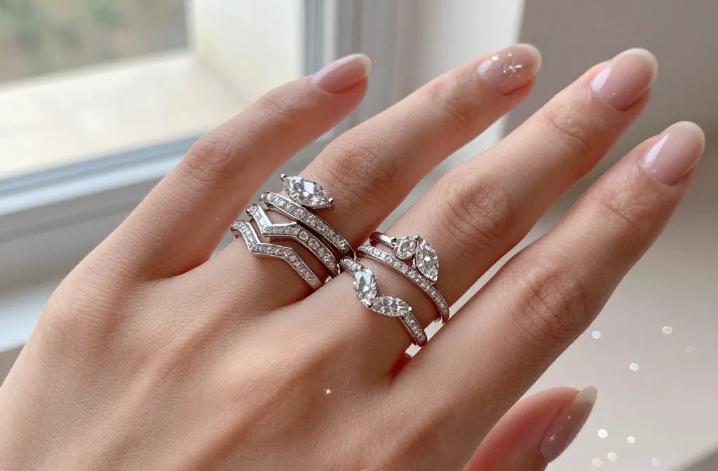 Dare to Sparkle: Styling Marquise Wedding Ring Stacks for Unique Looks