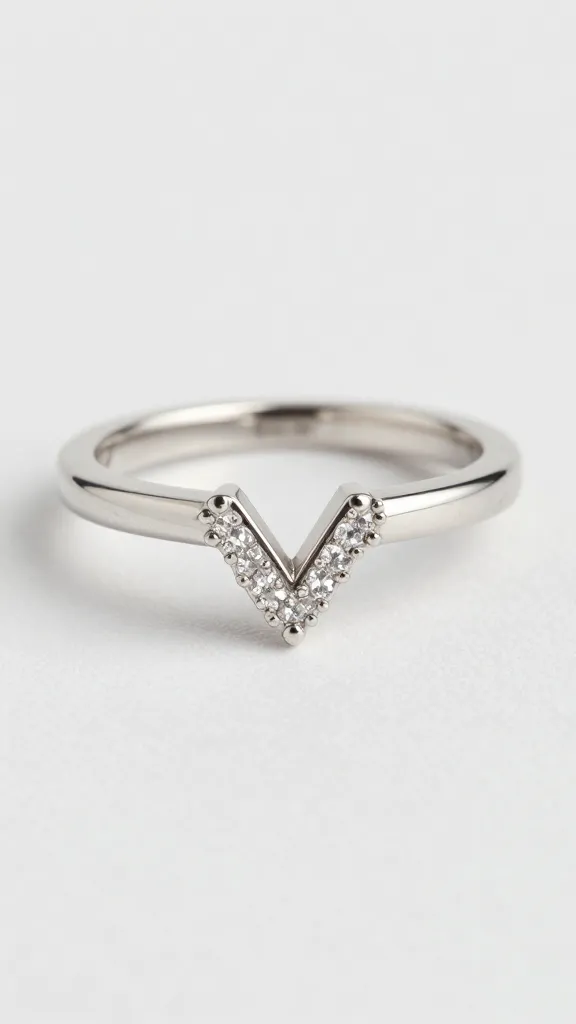 marquise ring stack with V-shaped enhancer, finger-lengthening angle