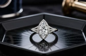 Dazzling Vintage Marquise Wedding Rings Inspired by 1920s Art Deco