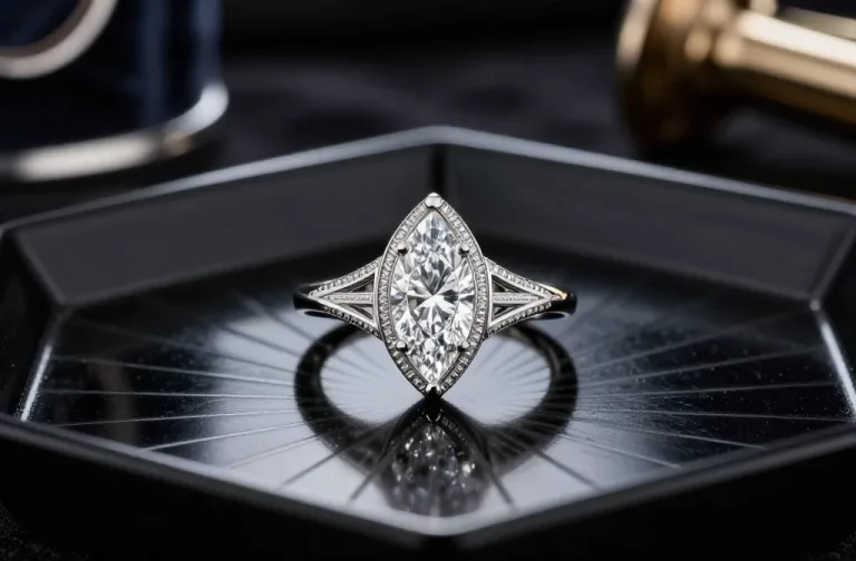 Dazzling Vintage Marquise Wedding Rings Inspired by 1920s Art Deco