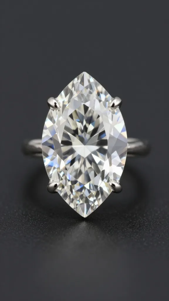 marquise diamond solitaire, sharp points, studio lighting