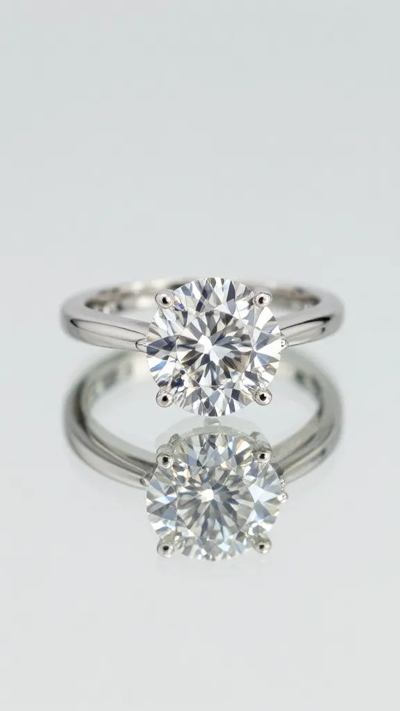 marquise diamond ring on mirrored surface, deco lines reflected