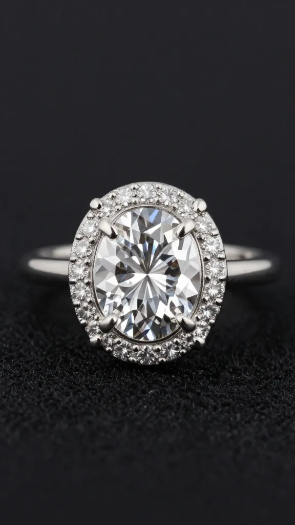 marquise halo ring closeup, micro-pavé band, platinum