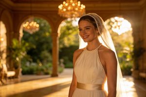 13 Wedding Dresses Halter Style with Pearl Accents: Gleaming Gowns