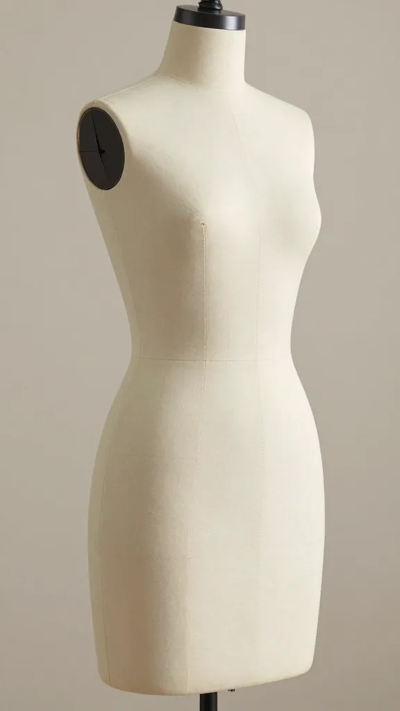 A clean visual of the dress silhouette on a dress form against a neutral backdrop, focusing on seam lines and the waist-hip contour, with a mirror in the frame to hint at the transformative fit.