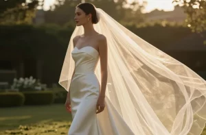Strapless Wedding Dress with Long Veil: a Dreamy Silhouette