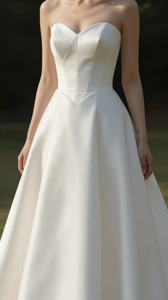 Dreamy outdoor setting featuring a bride in a corset-wedding-dress silhouette, with natural light highlighting the structured bodice and the gentle flare of the A-line skirt.