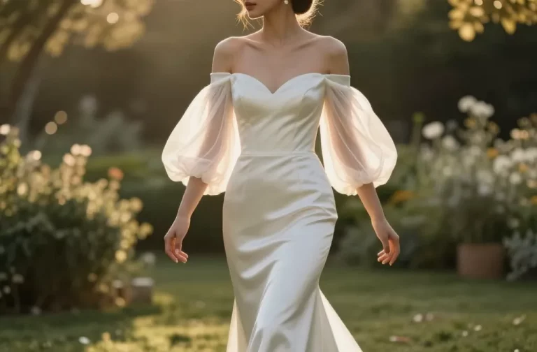 Fitted Off Shoulder Wedding Dress: Bold, Elegant Vibe Boosts Your Bridal Day