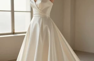 Silk a-Line Wedding Dress Luxury: Timeless Glow
