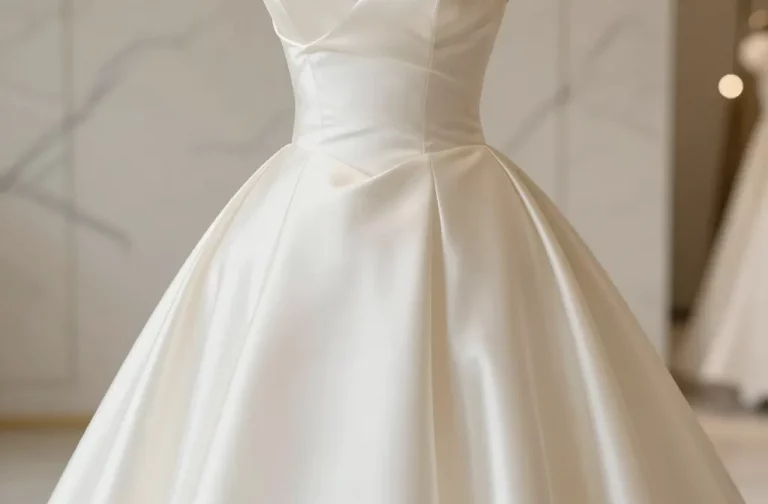Ivory Satin Wedding Dress: Timeless Glow in Satin