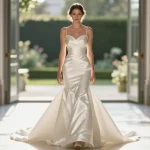 Fit and Flare Satin Wedding Dress: Shine on the Aisle