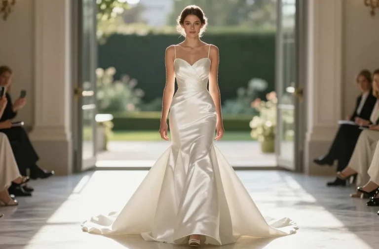 Fit and Flare Satin Wedding Dress: Shine on the Aisle