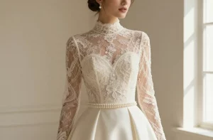 High Neck Wedding Dress Styles for a Refined Bridal Feel: Timeless Glam