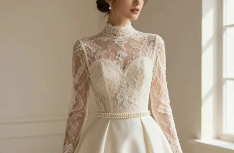 High Neck Wedding Dress Styles for a Refined Bridal Feel: Timeless Glam