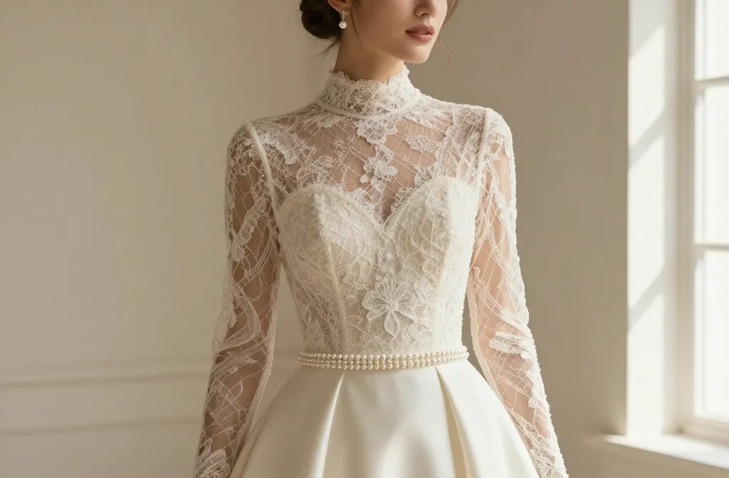 High Neck Wedding Dress Styles for a Refined Bridal Feel: Timeless Glam